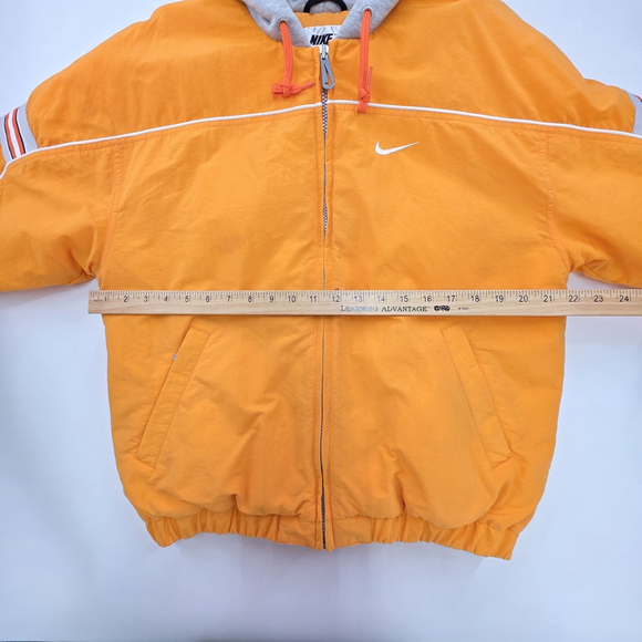 Vintage Techno Moto Nike Hooded Jacket Men’s Medium Orange Puffer Track Zip Y2K - Picture 9 of 12